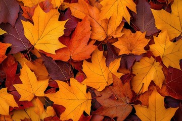 Fototapeta premium Vibrant carpet of fallen autumn leaves creating an enchanting fall scene