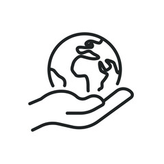 Save earth thin line icons. Editable stroke and Perfect pixel on transparent background