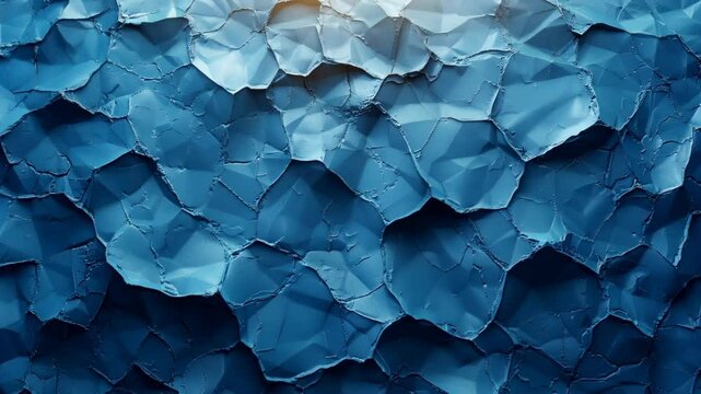 Abstract blue wave walls creating dynamic artistic patterns in motion