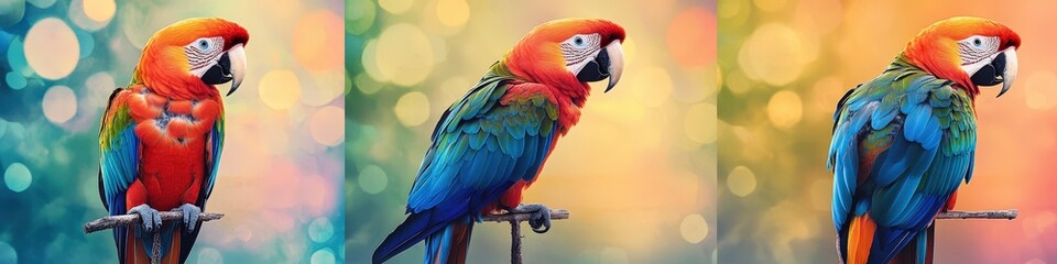 Fototapeta premium parrots on a branch. Selective focus