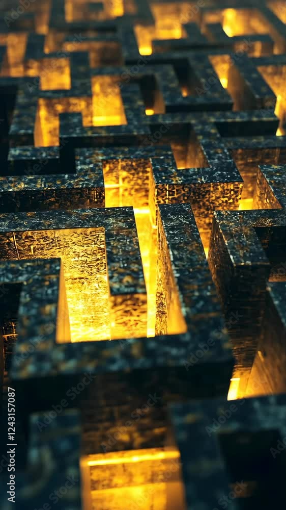 Aufkleber intricate maze design illuminated with warm light creates a mesmerizing and captivating visual exper