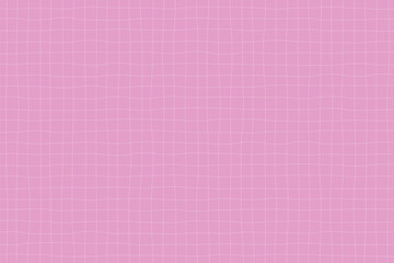 Groovy Y2K doodle grid, notebook texture. Lined paper, pink with white grid banner. Full page graph, blank squared design. Crumpled blue checkered pattern. Hand-drawn student sheet vector illustration