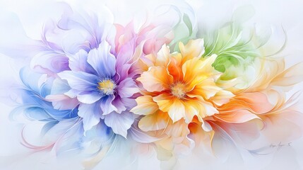 Obraz premium Pastel floral bouquet, artistic rendering, soft background, wall art