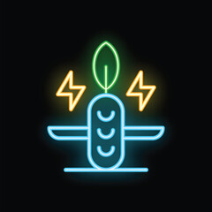 Neon sign illustrating the concept of green energy balancing electricity consumption, symbolizing sustainability