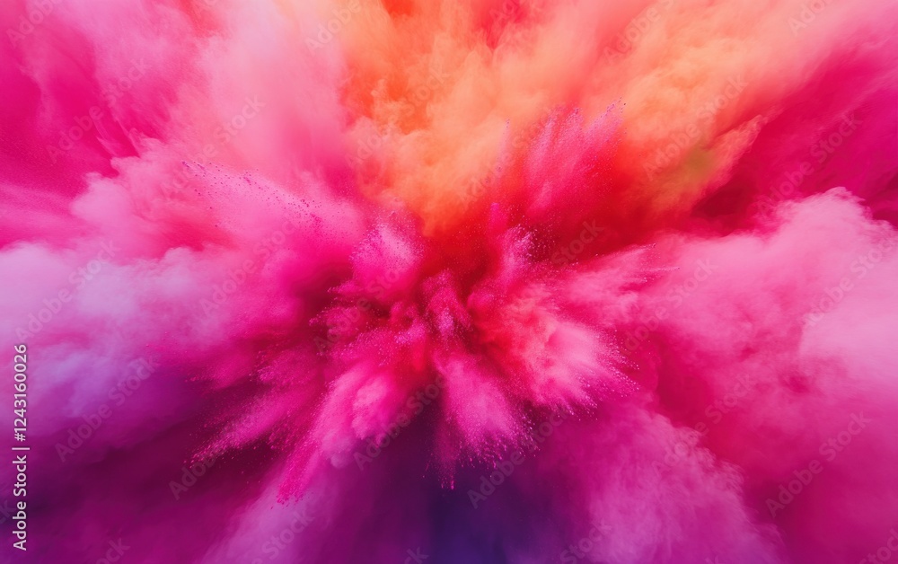 Poster a vibrant explosion of colorful powder creating a captivating visual effect, perfect for artistic pr