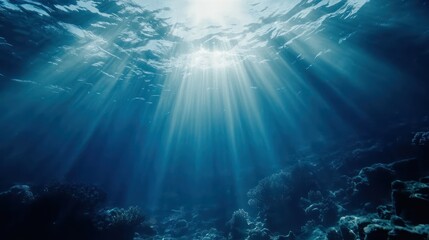 Ocean's Deep: Sunbeams Illuminate Coral Reef