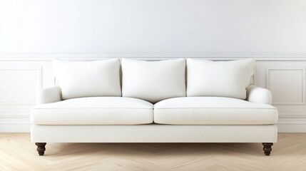 Obraz premium White Fabric Sofa in Minimalist Living Room