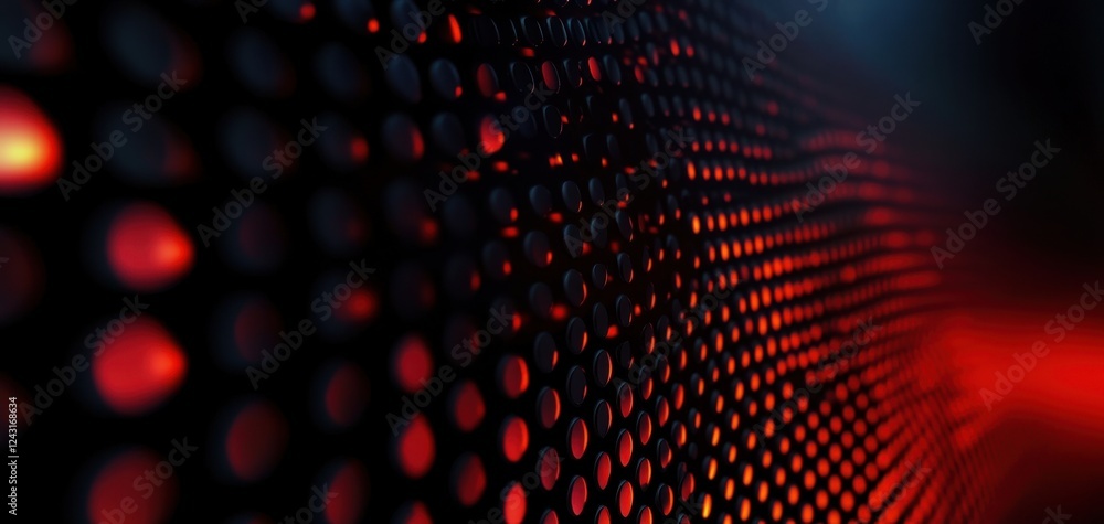 Aufkleber abstract close-up view of a textured surface illuminated with vibrant red and blue lights, evoking a