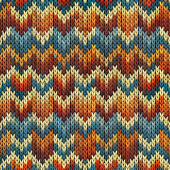 Seamless knitted wool texture with colorful yarn patterns