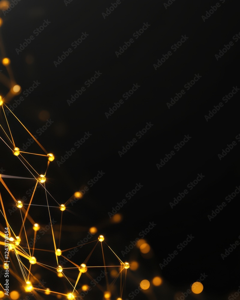 Poster abstract technology background featuring glowing lines and nodes on a dark backdrop, ideal for digit