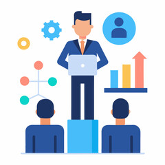 Startup CEO delivering keynote speech at tech conference