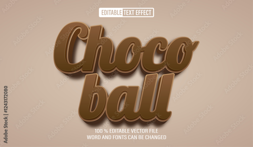 Fototapete editable 3d text style effect - chocolate ball candy text effect template