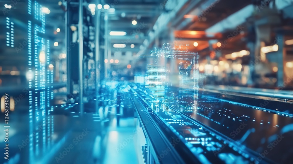 Poster a factory floor where digital technologies are transforming production processes.
