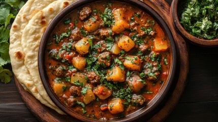 A Somalian canjeero flatbread served with stew