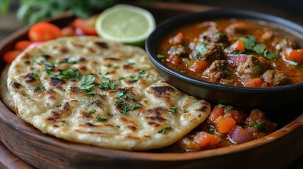 A Somalian canjeero flatbread served with stew
