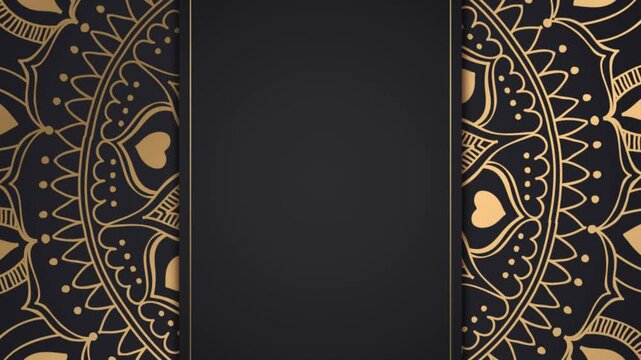 Islamic ornament black background video with arabic style and mandala flower circle animation for ramadan kareem, eid mubarak and islamic background