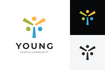 Youth people group logo icon with letter Y for initial young human for community social, charity, business partnership logo template, vector illustration