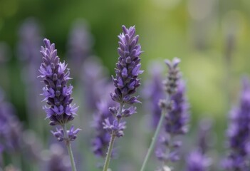 Obraz premium A close-up of purple lavender flowers with a blurred background