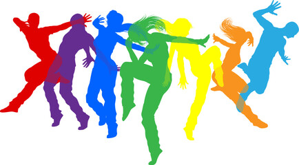Street dancers dancing silhouette hip hop dance silhouettes poses set