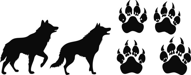 Explore Captivating Wolf Silhouettes and Head Illustrations: Perfect for Nature-Inspired Creative Design and Decor
