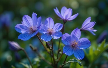 Fototapeta premium A bouquet of blue flowers in a natural setting