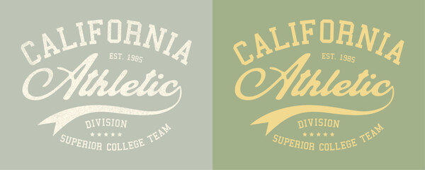 California Athletic Division Superior college team retro college varsity typographic vector graphic.