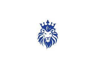 crown lion logo design with vector icon template