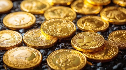 Gleaming Gold Coins: A Symbol of Wealth and Financial Success