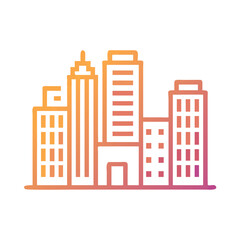 City Skyline Icon in gradient style with urban buildings