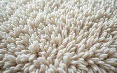 A close-up of a soft, fluffy white rug