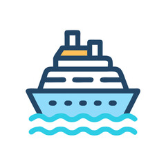Obraz premium Cruise Ship Icon sailing on calm waters