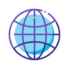 Globe Icon in blue and purple representing global connection