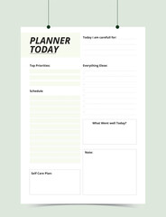 Minimalist Printable vector planner template design, Daily planner for every day, Schedule, tasks, notes for the every day and simple printable to do list, Vector graphic set for daily routine.