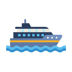 Obraz premium River Cruise Icon in a flat design on blue water background