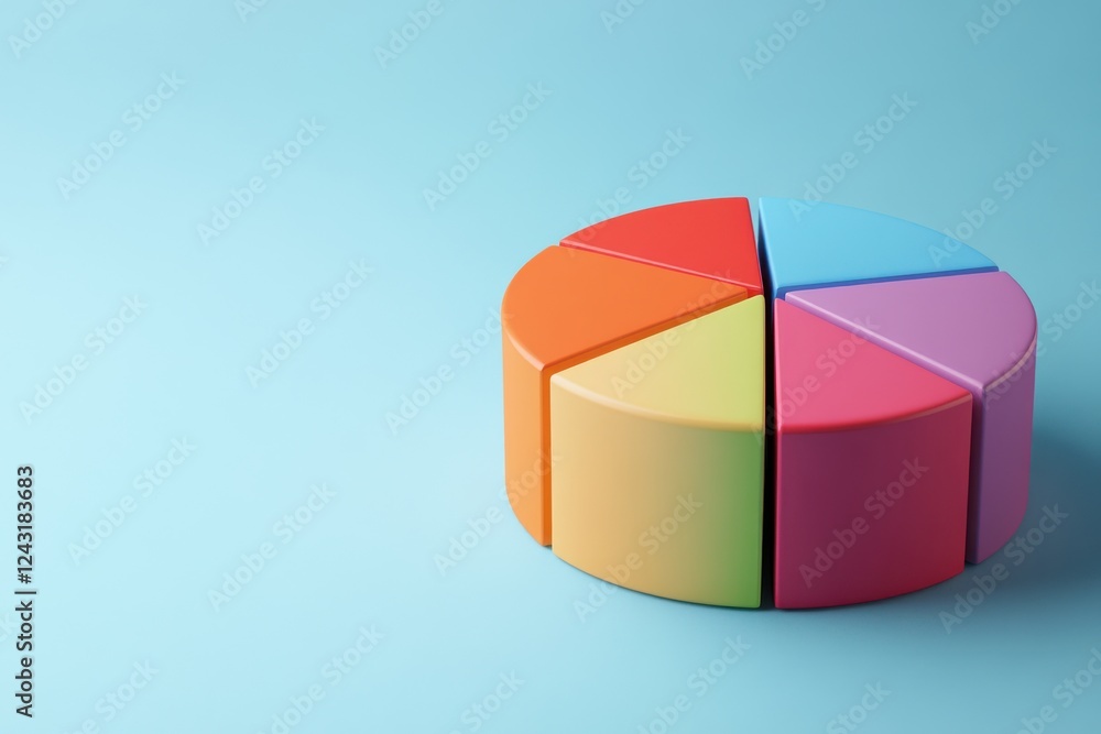 Poster colorful pie chart model representing data segments, ideal for presentations and visual communicatio