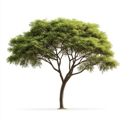 Obraz premium Lush savanna tree, isolated, white background, design element