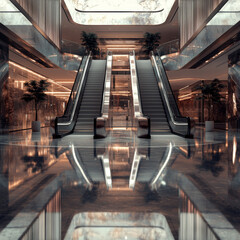 Shopping mall escalator