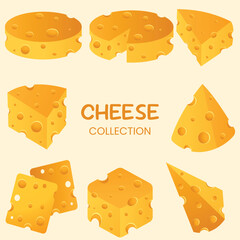 3D Illustration of a Yellow Cheese Collection