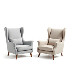 Fototapeta premium Elegant Wingback Armchairs Pair Modern Living Room Furniture