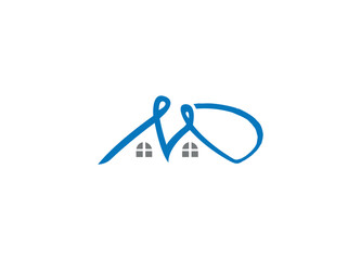 WD modern logo design with vector icon template