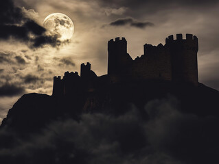 Obraz premium Moonlit Medieval Fortress