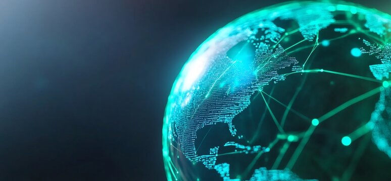 Global network connection, digital earth. Website banner