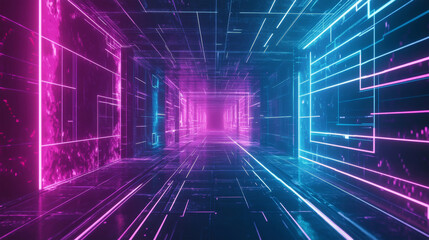 Obraz premium Modern ultraviolet cyberpunk style background