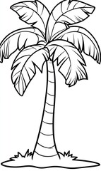 A Simple Line Drawing Of A Palm Tree