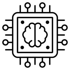 Brain Processor Outline Icon