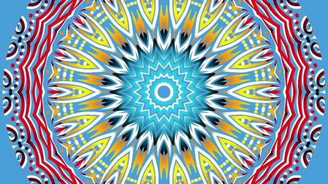 caleidoscope classic gradient circle flower art pattern of traditional tenun batik ethnic dayak ornament for animation ads	