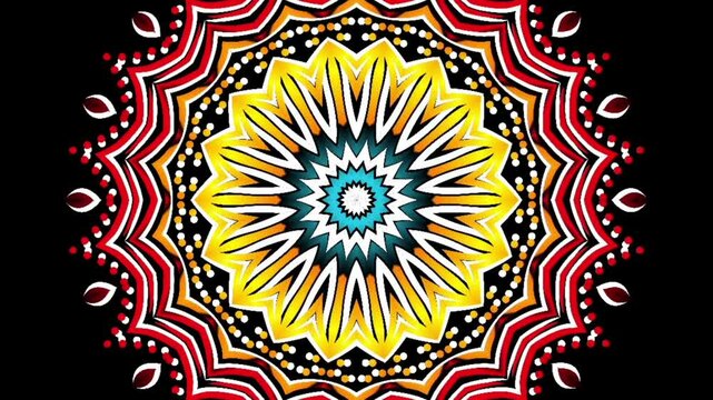 caleidoscope classic gradient circle flower art pattern of traditional tenun batik ethnic dayak ornament for animation ads	