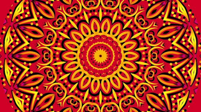 caleidoscope classic gradient circle flower art pattern of traditional tenun batik ethnic dayak ornament for animation ads	