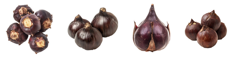 Obraz premium Water chestnut isolated on transparent background, PNG, Set of