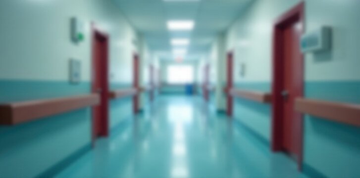 Blurred hospital corridor background, sterile environment, patient care, background image, healthcare